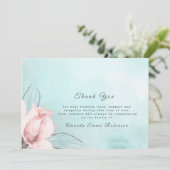 Elegant Blush Roze Roze Roze en Blauw Hartelijk da Bedankkaart (Staand voorkant)