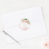 Elegant blush roze rozen baby shower bedankt ronde sticker (Envelop)