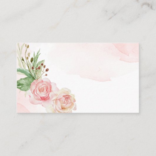 Elegant blush roze rozen baby shower diaper raffin informatiekaartje (Achterkant)