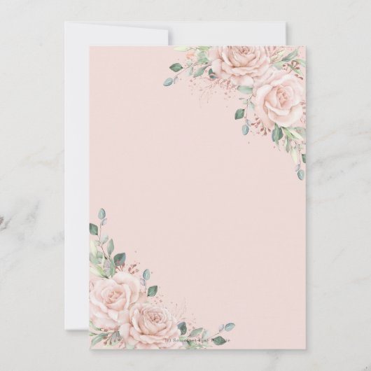 Elegant Blush Roze Rozen Bloemen Roos Gouden Bruil Kaart (Achterkant)
