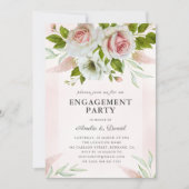 Elegant Blush Roze Rozen Bloemen Verlovingsfeest Kaart (Voorkant)