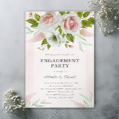 Elegant Blush Roze Rozen Bloemen Verlovingsfeest Kaart