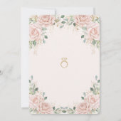 Elegant Blush Roze Rozen Bloemenring Verloving Kaart (Achterkant)