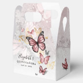 Elegant Blush Roze Rozen Gold Butterfly Sjabloon Bedankdoosjes (Geopend)