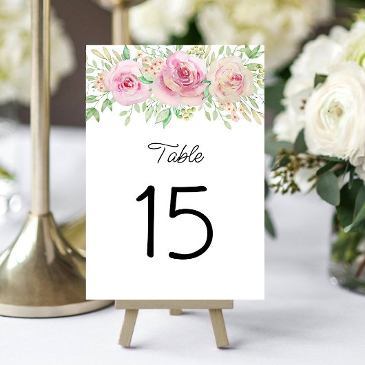 Elegant Blush Roze Rozen Tafelnummer