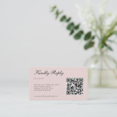 Elegant Blush Roze RSVP QR Code Bruiloft Informatiekaartje (Staand voorkant)