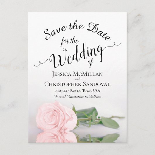 Elegant Blush Roze Ruwen Weddenschap Bewaar datum Aankondigingskaart (Voorkant)
