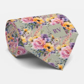 Elegant Blush Roze Salie Groene Waterverf Bloemen Stropdas (Opgerold)
