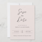 Elegant Blush Roze Script Bruiloft Save the Date Kaart (Voorkant)
