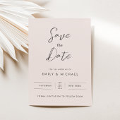Elegant Blush Roze Script Bruiloft Save the Date Kaart
