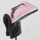 Elegant Blush Roze | Silhouet van Vrouw Golfer Golfheadcover (3/4 voorkant)