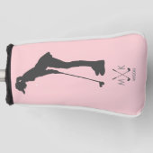 Elegant Blush Roze | Silhouet van Vrouw Golfer Golfheadcover (Voorkant)
