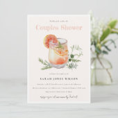 Elegant Blush Roze Sinaasappel Cocktail Couples Sh Kaart (Staand voorkant)