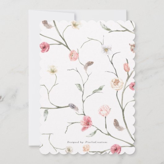 Elegant blush roze spring tuin vrijgezellenfeest i kaart (Achterkant)