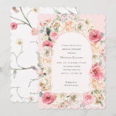 Elegant blush roze spring tuin vrijgezellenfeest i kaart (Voorkant / Achterkant)