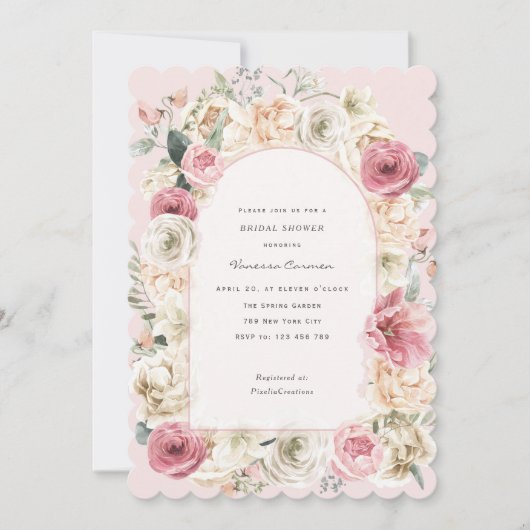 Elegant blush roze spring tuin vrijgezellenfeest i kaart (Voorkant)