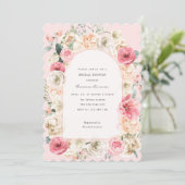 Elegant blush roze spring tuin vrijgezellenfeest i kaart (Staand voorkant)