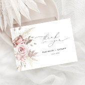 Elegant Blush Roze Stoffig Roos Bloemenbruiloft Bedankkaart