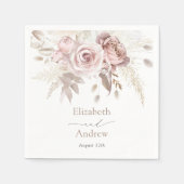 Elegant Blush Roze Stoffig Roos Bloemenbruiloft Servet (Voorkant)