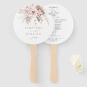 Elegant Blush Roze Stoffig Roos Trouwprogramma Handwaaier (Voorkant en achterkant)