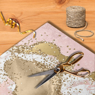 Elegant Blush Roze Stone Gold Glitter Inlay Tissuepapier