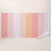 Elegant blush roze strepen scriptnaam strandlaken (Voorkant)