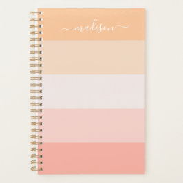 Elegant blush roze striped script name planner