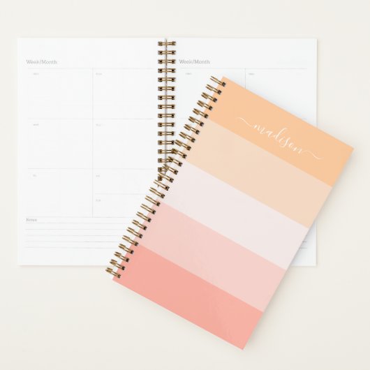 Elegant blush roze striped script name planner (Display)