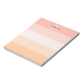 Elegant blush roze strips monogram naam notitieblok (Linkerzijde)