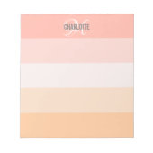 Elegant blush roze strips monogram naam notitieblok (Voorkant)