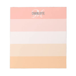 Elegant blush roze strips monogram naam notitieblok
