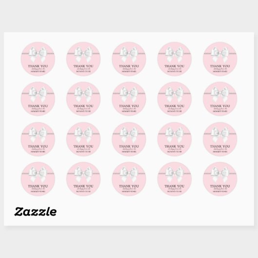 Elegant Blush Roze Tiffany Theme Dank je wel Ronde Sticker (Vel)