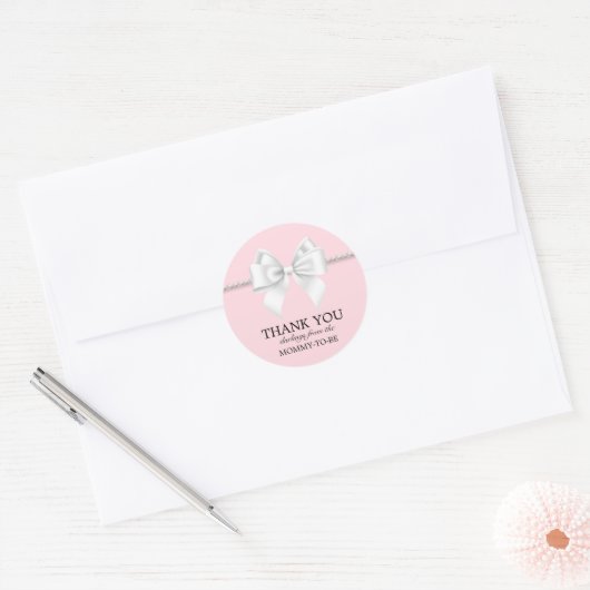 Elegant Blush Roze Tiffany Theme Dank je wel Ronde Sticker (Envelop)