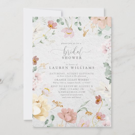 Elegant Blush Roze Tuin Bloemen Vrijgezellenfeest Kaart (Voorkant)