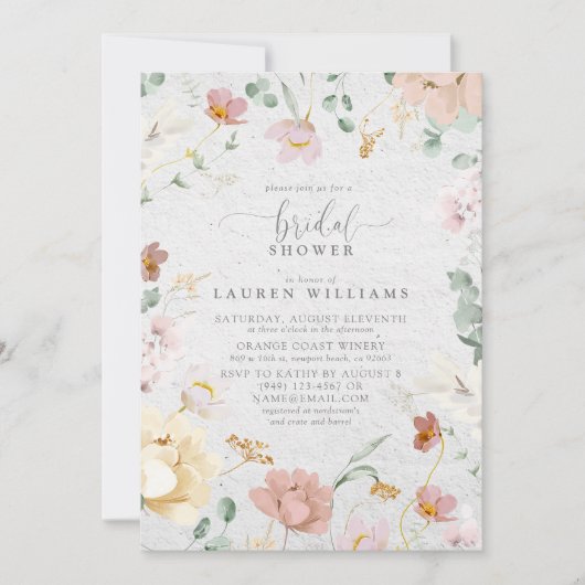 Elegant Blush Roze Tuin Bloemen Vrijgezellenfeest Kaart (Voorkant)