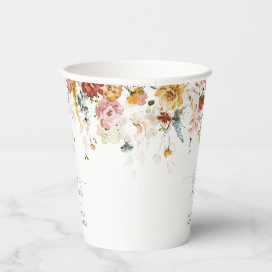 Elegant Blush Roze Tuin Bloemen Vrijgezellenfeest Papieren Bekers (Rechts)