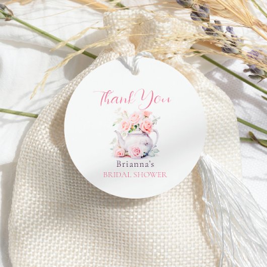 Elegant Blush Roze Vrijgezellenfeest Tea Party Bedankjes Labels