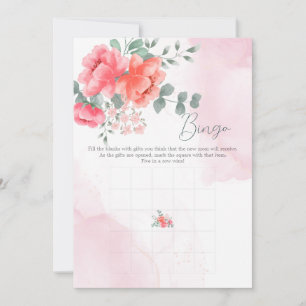 Elegant blush roze waterverf baby bingogame kaart
