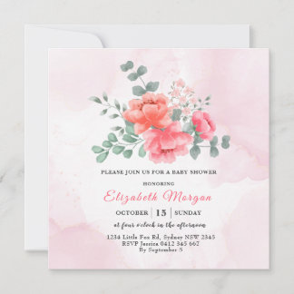 Elegant blush roze waterverf baby shower