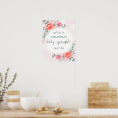 Elegant Blush roze waterverf bloem welkomstbord  Poster (Keuken)