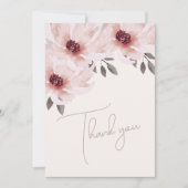 Elegant Blush Roze Waterverf Bloemen Foto Bruiloft Bedankkaart (Voorkant)
