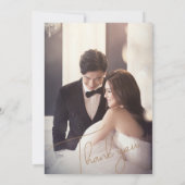 Elegant Blush Roze Waterverf Bloemen Foto Bruiloft Bedankkaart (Achterkant)