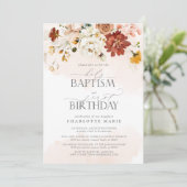 Elegant Blush Roze Waterverf Doop 1e Verjaardag Kaart (Staand voorkant)