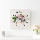 Elegant blush roze Waterverf Floral Cream Vierkante Klok (Huis)