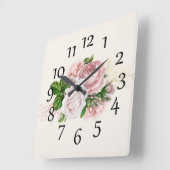 Elegant blush roze Waterverf Floral Cream Vierkante Klok (Hoek)