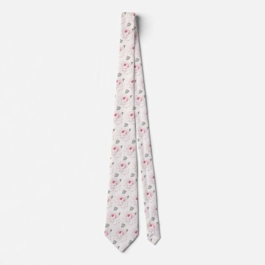 Elegant Blush Roze Waterverf Floral Pattern Stropdas (Voorkant)