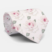 Elegant Blush Roze Waterverf Floral Pattern Stropdas (Opgerold)