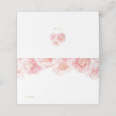 Elegant blush roze waterverf florale bruiloft plaatskaartje (Buitenkant ongevouwen)