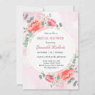 Elegant blush roze waterverf vrijgezellenfeest kaart