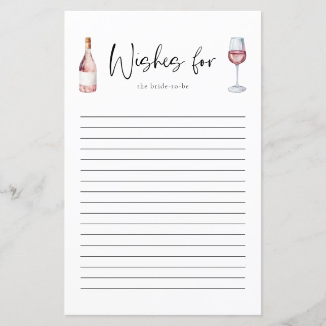 Elegant Blush Roze Wijnadvies voor de bruid Kaart (Voorkant)